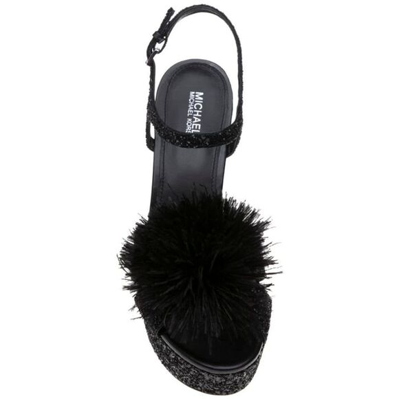 Michael Michael Kors Fara Platform Dress Sandals Black Glitter size 39 - Picture 2 of 6